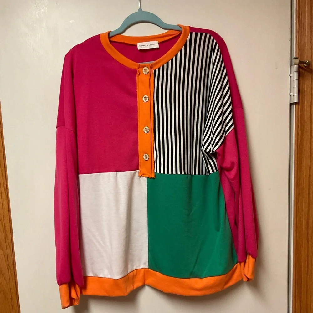 Colorblock Button-Up Sweater - Picture 1 of 1